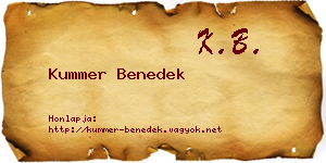 Kummer Benedek névjegykártya